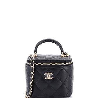 Chanel Classic Top Handle Vanity Case with Chain Quilted Lambskin Mini