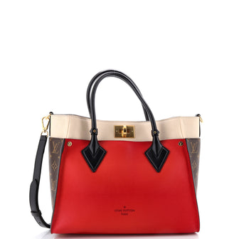 Louis Vuitton On My Side Tote Leather with Monogram Canvas MM