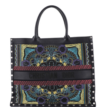 Christian Dior Book Tote Embroidered Studded Leather Large