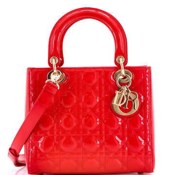 Christian Dior Lady Dior Bag Cannage Quilt Patent Medium