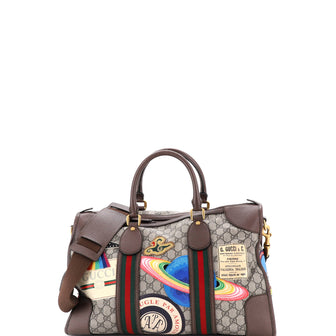 Gucci Courrier Carry On Convertible Duffle GG Coated Canvas with Applique Small