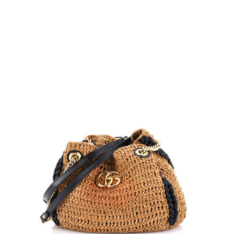 Gucci GG Marmont Chain Tote Raffia Small