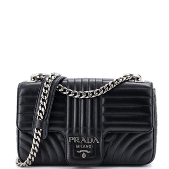 Prada Chain Flap Shoulder Bag Diagramme Quilted Leather Medium