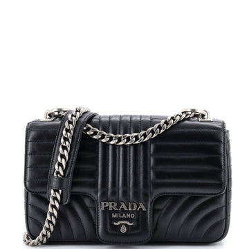 Prada Chain Flap Shoulder Bag Diagramme Quilted Leather Medium