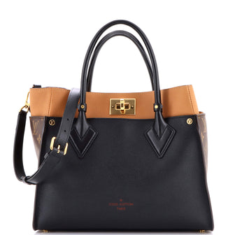 Louis Vuitton On My Side Tote Leather with Monogram Canvas MM