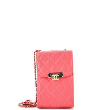 Chanel Golden Class Phone Holder Crossbody Bag Quilted Caviar