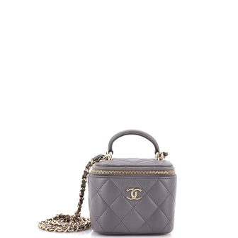 Chanel Classic Top Handle Vanity Case with Chain Quilted Lambskin Mini