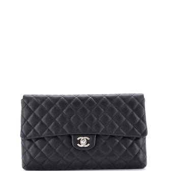 Chanel Classic Flap Clutch Quilted Caviar