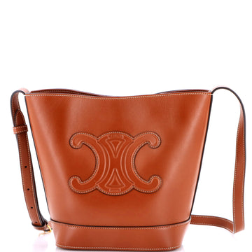 Celine Cuir Triomphe Bucket Bag Leather Small