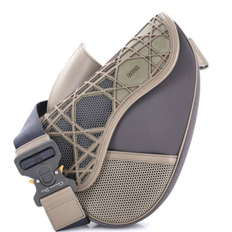 Christian Dior Saddle Crossbody Bag Leather with Nylon and Cannage Rubber
