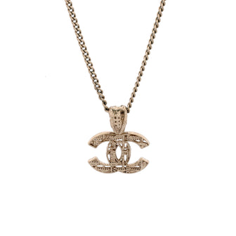 Chanel CC Tweed Effect Pendant Necklace Metal