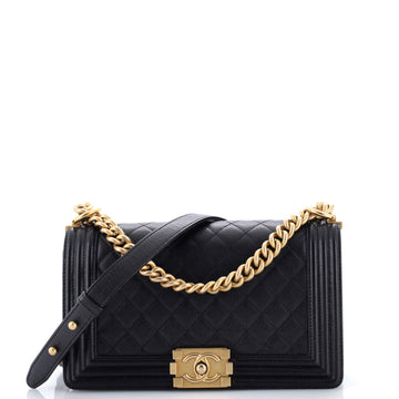 Chanel Boy Flap Bag Quilted Caviar Old Medium