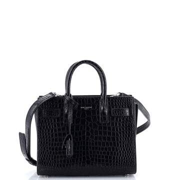 Saint Laurent Sac de Jour NM Bag Crocodile Embossed Leather Nano