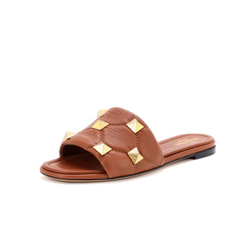 Valentino Garavani Women's Roman Stud Flat Slide Sandals Leather