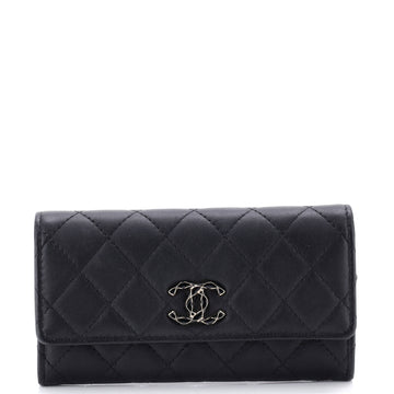 Chanel Quilted CC Flap Wallet Quilted Lambskin Long