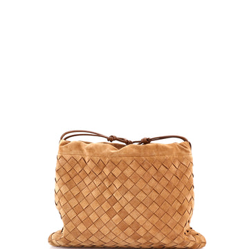Bottega Veneta Drawstring Pouch Bag Intrecciato Suede Small