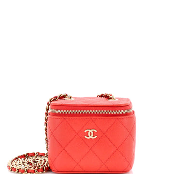Chanel Classic Vanity Case with Chain Quilted Caviar Mini