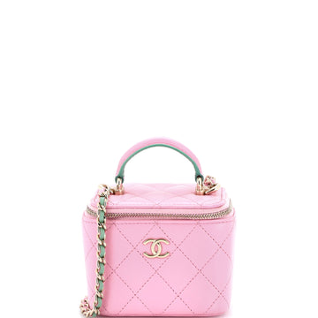 Chanel Classic Top Handle Vanity Case with Chain Quilted Lambskin Mini