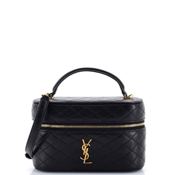 Saint Laurent Gaby Zip Around Vanity Bag Quilted Leather Mini