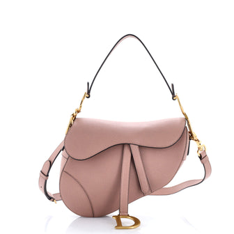 Christian Dior Saddle Handbag with Strap Leather Medium