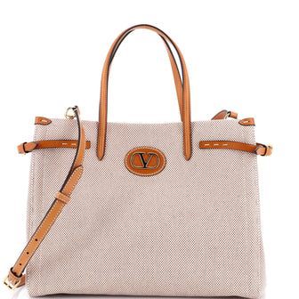 Valentino Garavani Antibes Shopping Tote Canvas with Leather Medium