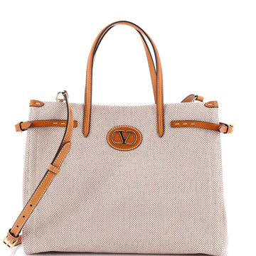 Valentino Garavani Antibes Shopping Tote Canvas with Leather Medium