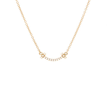 Tiffany & Co. T Smile Pendant Necklace 18K Yellow Gold with Diamonds Mini