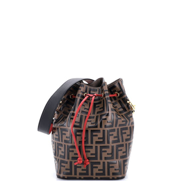 Fendi Mon Tresor Bucket Bag Zucca Embossed Leather Small