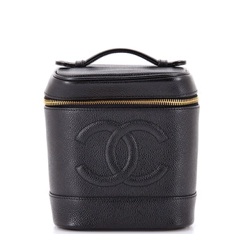 Chanel Vintage Timeless Cosmetic Case Caviar Tall