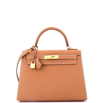 Hermes Kelly Handbag Brown Epsom with Gold Hardware 28