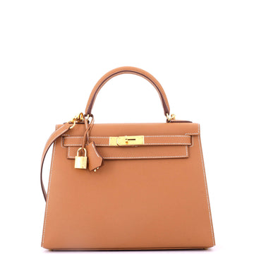 Hermes Kelly Handbag Brown Epsom with Gold Hardware 28