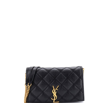 Saint Laurent Becky Chain Wallet Quilted Leather