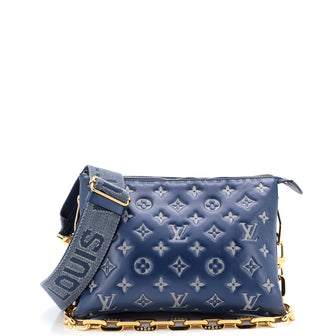 Louis Vuitton Coussin Bag Denim Printed Monogram Embossed Lambskin PM
