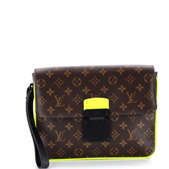 Louis Vuitton S Lock A4 Wristlet Pouch Macassar Monogram Canvas