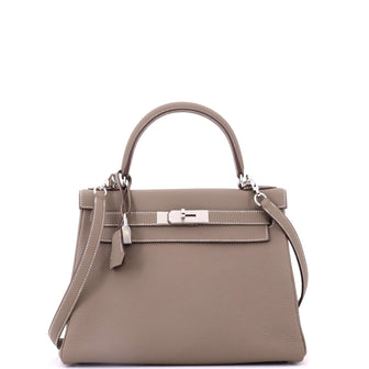 Hermes Kelly Handbag Grey Togo with Palladium Hardware 28