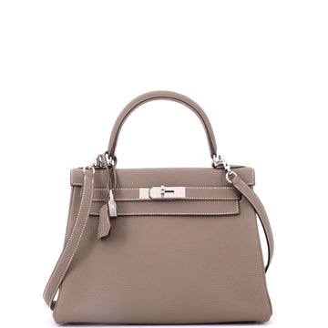 Hermes Kelly Handbag Grey Togo with Palladium Hardware 28