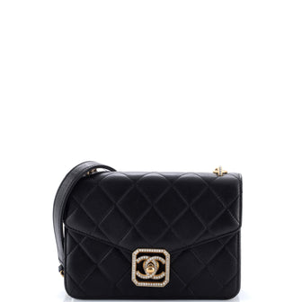 Chanel Crystal Geometric Frame CC Flap Bag Quilted Calfskin Mini