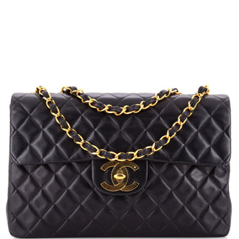 Chanel Vintage Classic Single Flap Bag Quilted Lambskin Maxi