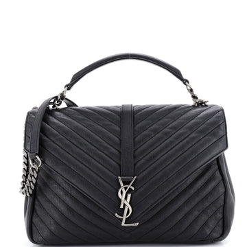 Saint Laurent Classic Monogram College Bag Matelasse Chevron Leather Large