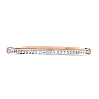 Tiffany & Co. Lock Bangle Bracelet 18K Rose Gold and 18K White Gold with Half Pave Diamonds
