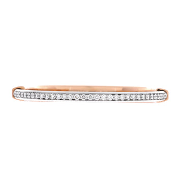 Tiffany & Co. Lock Bangle Bracelet 18K Rose Gold and 18K White Gold with Half Pave Diamonds