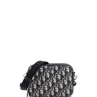 Christian Dior Double Zip Crossbody Pouch Oblique Canvas