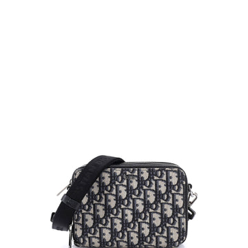 Christian Dior Double Zip Crossbody Pouch Oblique Canvas