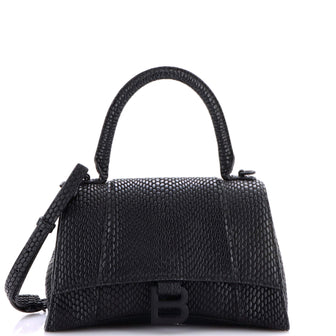 Balenciaga Hourglass Top Handle Bag Snakeskin Embossed Leather Small