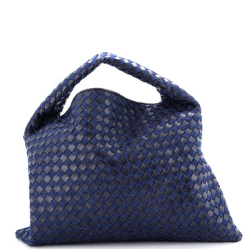 Bottega Veneta Hop Hobo Intrecciato Leather and Denim Large