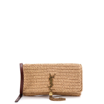Saint Laurent Kate 99 Tassel Flap Bag Woven Raffia Medium