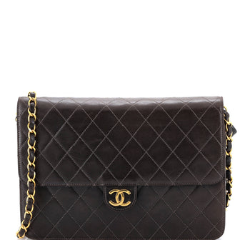 Chanel Vintage Clutch with Chain Quilted Leather Medium