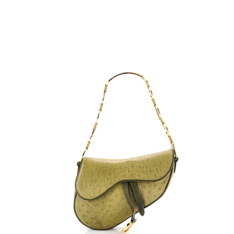Christian Dior Vintage Saddle Bag Ostrich Mini