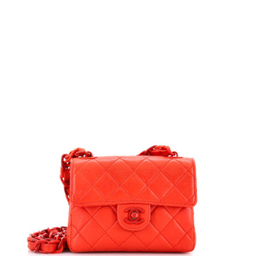 Chanel Square Resin Chain Flap Bag Quilted Lambskin Mini