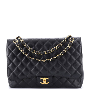 Chanel Classic Double Flap Bag Quilted Caviar Maxi